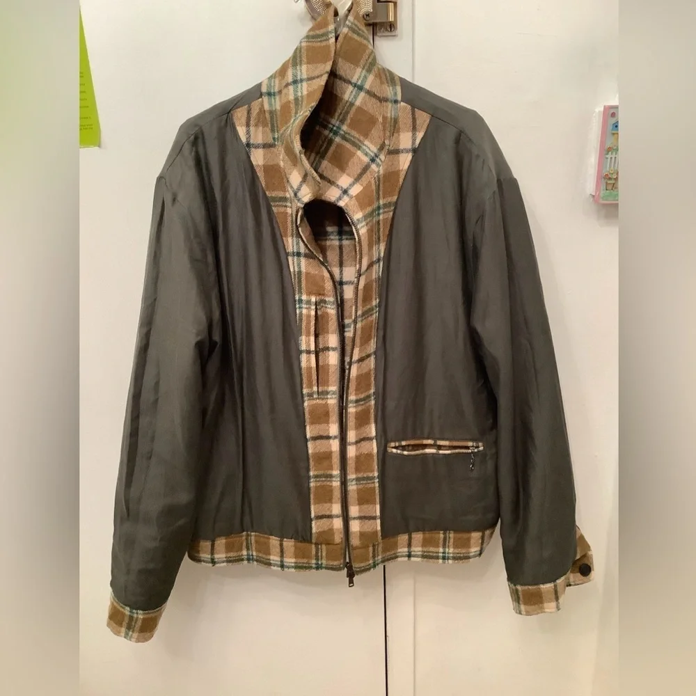 Todd Snyder Wool Bouclé Double Zip Jacket Brown Green Plaid Lined Men’s XL H2F​​